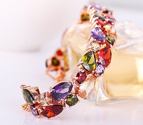 YouBella Jewellery Set Multi-Color AAA Swiss Zircon Rose Gold Crystal Necklace Pendant Ring Bracelet Bangle and Earrings Jewellery Combo for Girls and Women (Bracelet)