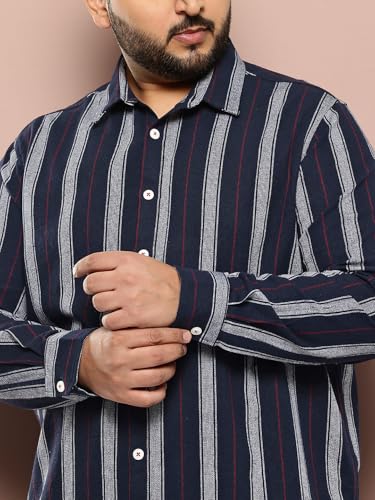 Thomas Scott Men | Plus Size | Regular Fit | Long Sleeves | Spread Collar | Shepherd Checks | 100% Cotton | Casual | Shirt (TS1792PS_Navy_4XL)