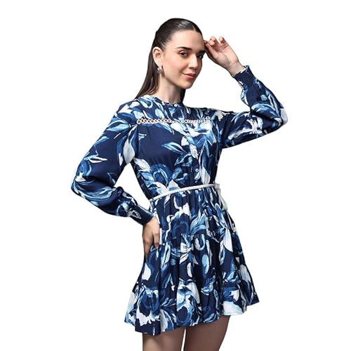 Kazo Casa Mini Dress with Belt (Blue_M)