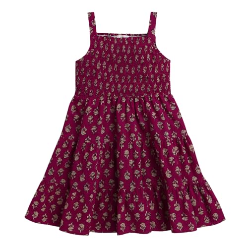 Hopscotch Girls Sleeveless Magenta Floral Print Casual Dresses for Ages (2-3 Years)