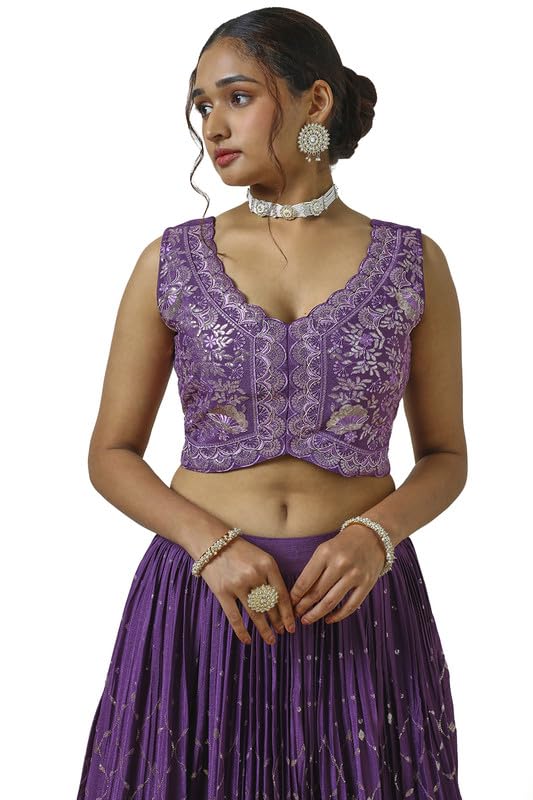 Soch Womens Purple Embellished Leheng Set