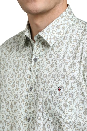 Louis Philippe Men Olive Print Half Sleeves Casual Shirt