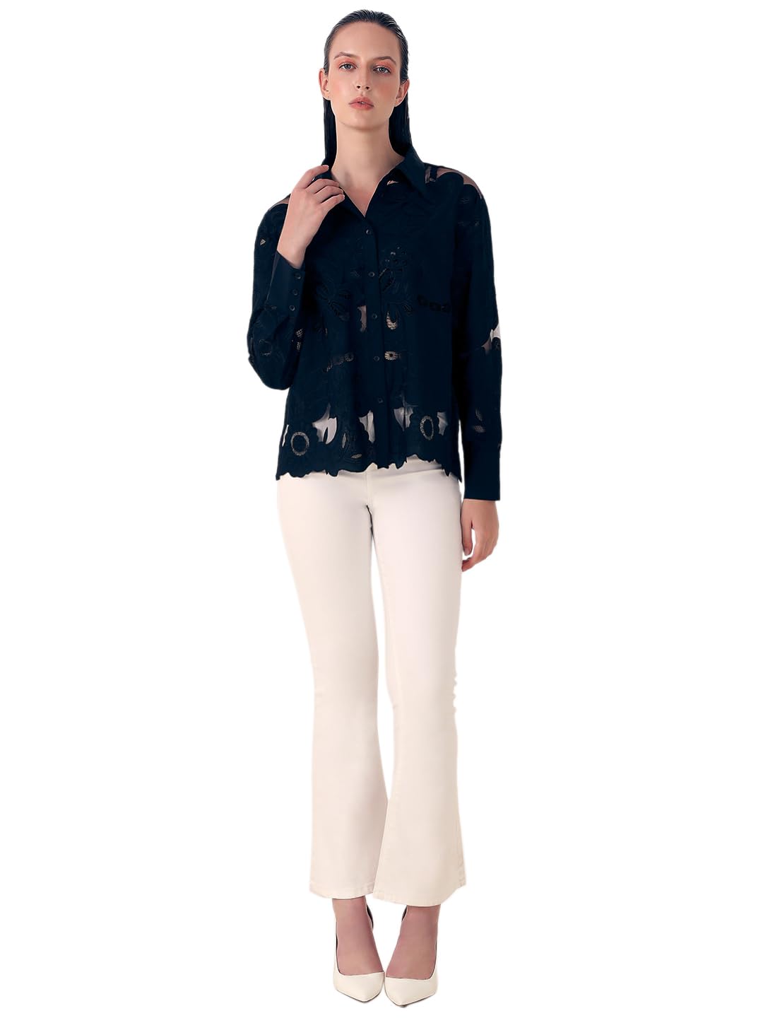 VERO MODA Women's Regular Fit Shirt (9007973- Black