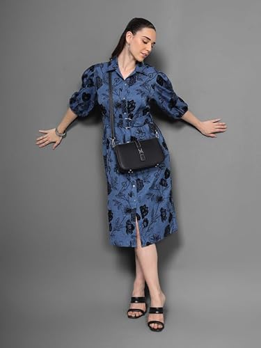 Kazo Amalfi Midi Dress with Belt (Blue_XS)