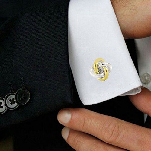 Zivom® Glossy Knot Gold Silver 18K Gold Office Formal Shirt Blazer Cufflink Pair Men Gift Box