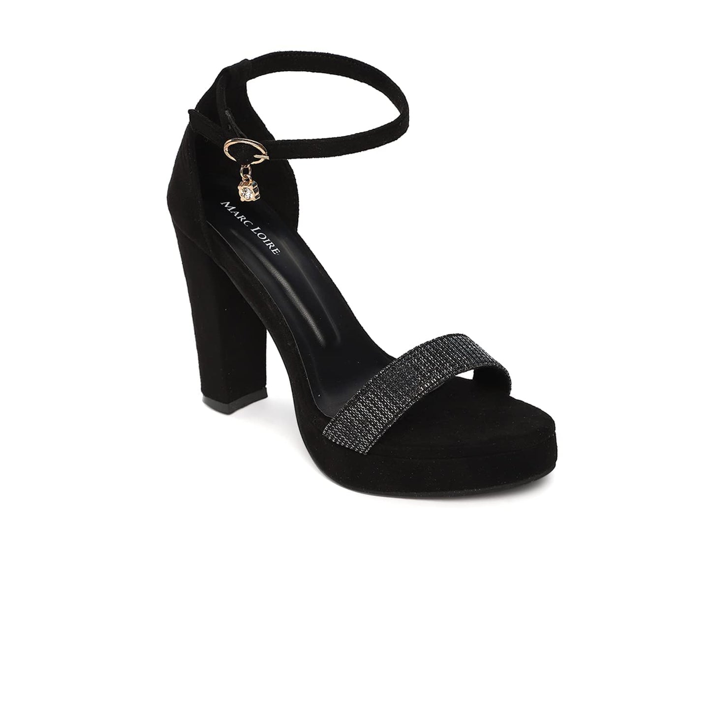 Marc Loire Women's Black High Heels Fashion Sandals for Party and Formal Occasions UK 6