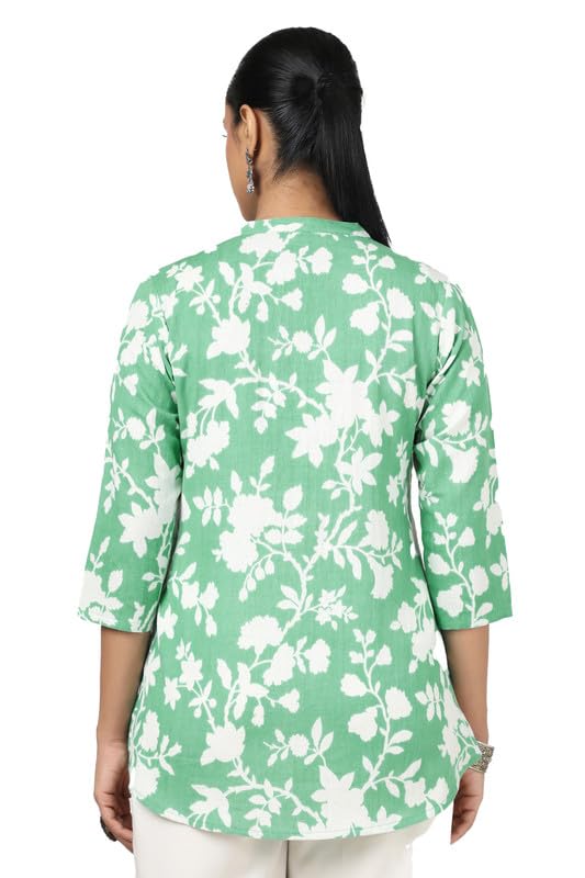 Soch Womens Green Cotton Flex Floral Print Tunic