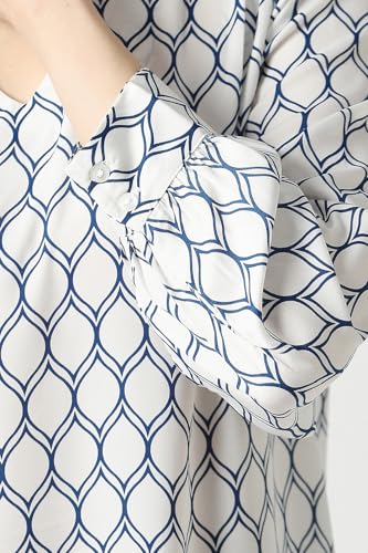 Women White Print Formal V Neck Top