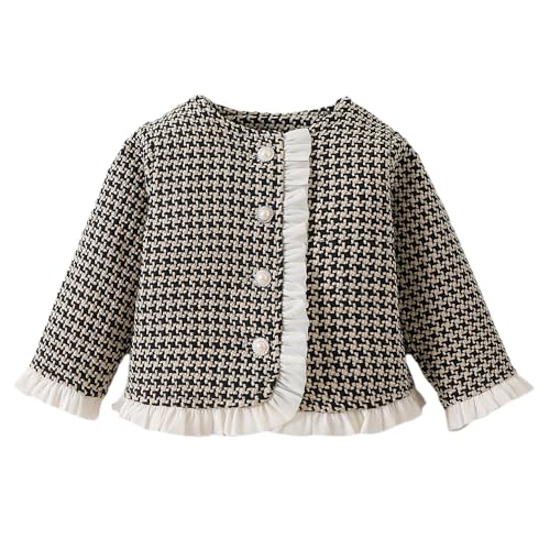 Hopscotch Girls Full Sleeves Black Textured Ruffled Jacket For Ages(5-6 Years)