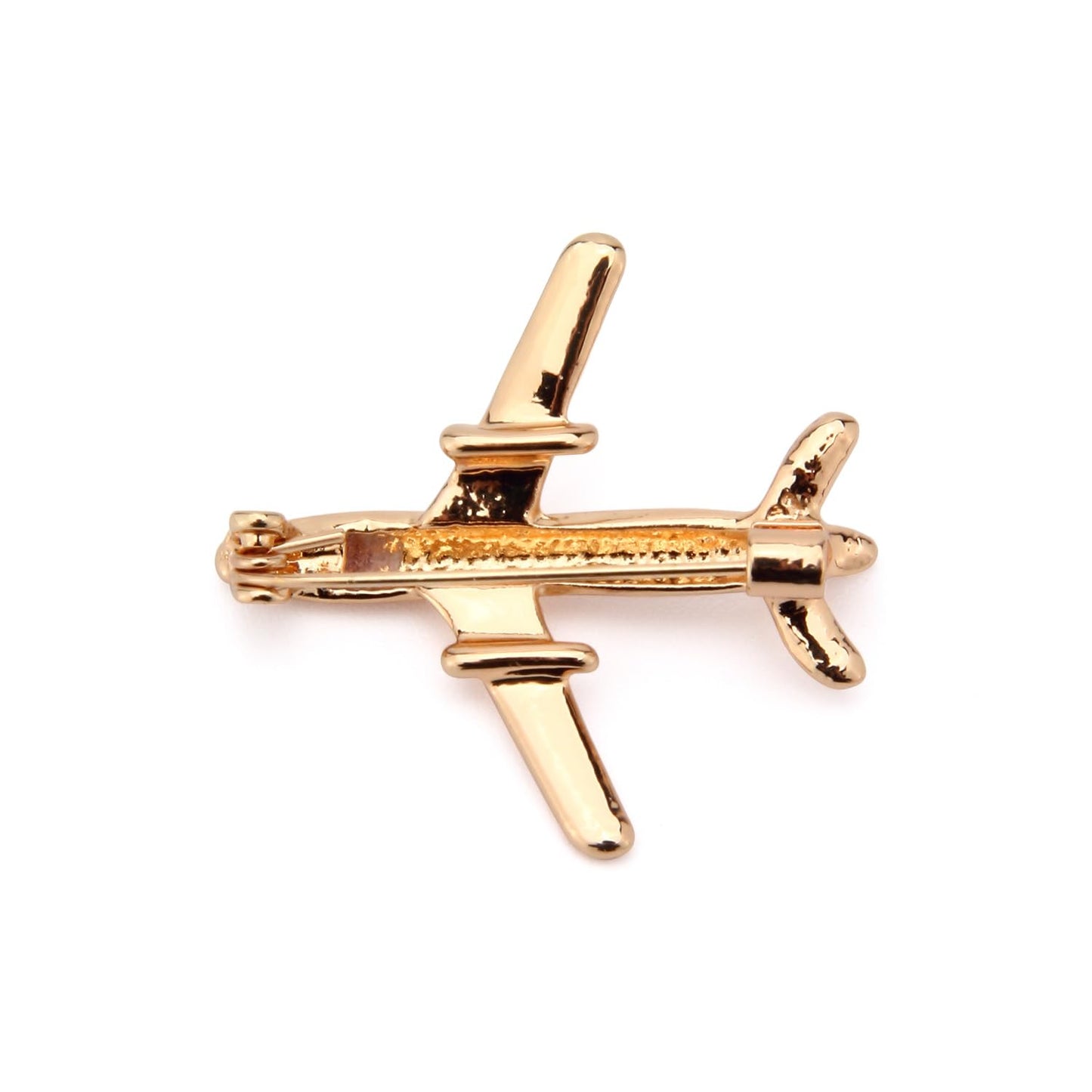 UJOY Lapel Pins Brooch Fashion Design Airplane in Gold for Gentlemen