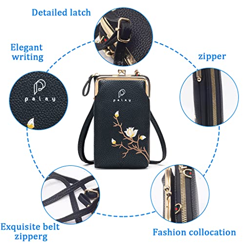 PALAY® Women Crossbody Phone Bags for Max 7.5'' Mobile Phone Holder Pocket Wallet PU Leather Sling Purse Wallet for Women Girls Mini Shoulder Bags with Multi Card Slots