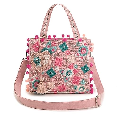 Boho Girl Whimsical Multicolor Jacquard Mini Blush Tote with Adjustable Strap | Wedding Gifts | Handbag For Girls | Birthday Gifts