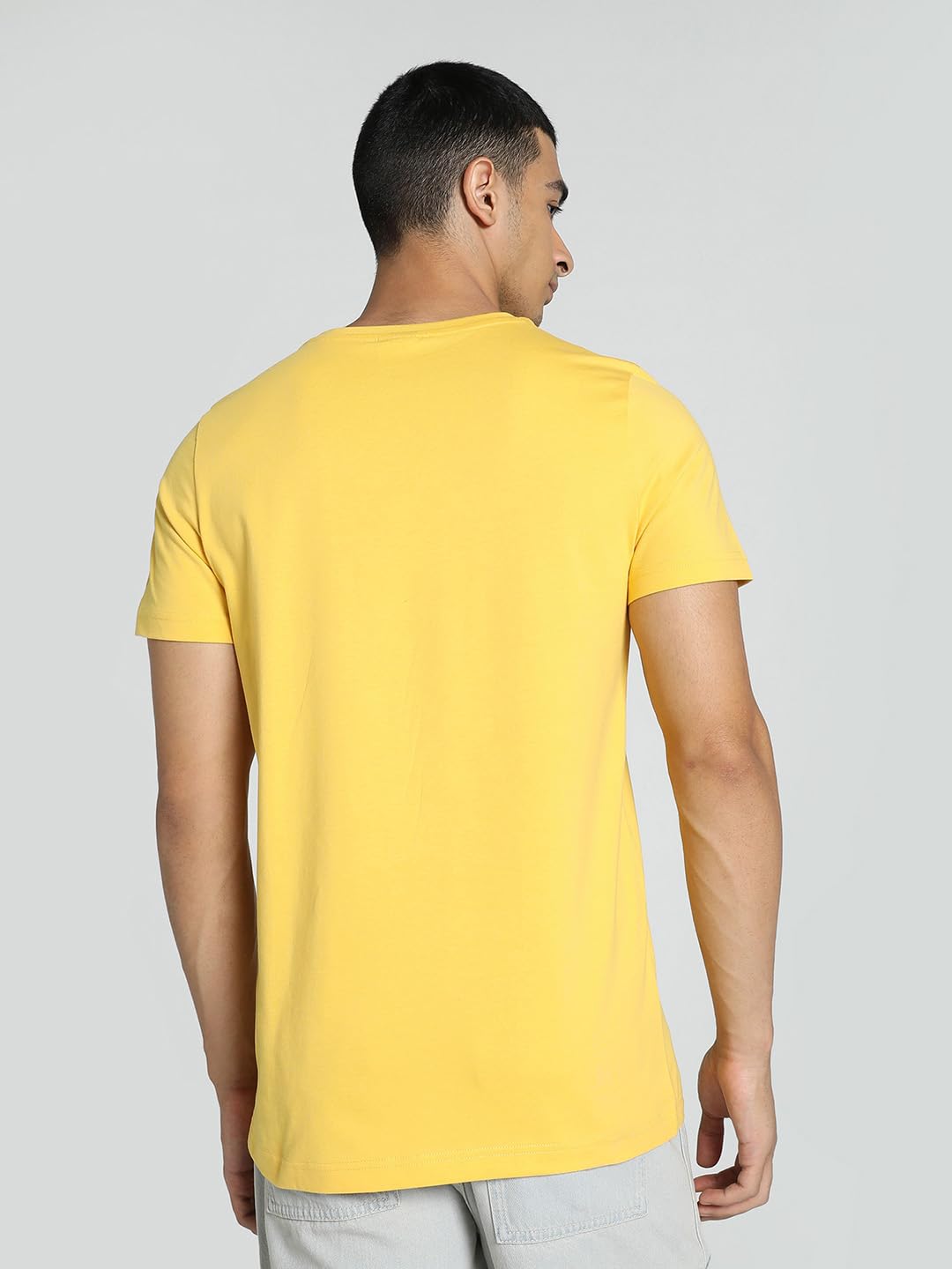 Puma Men's Graphic Print Slim Fit T-Shirt (676037_Mustard Seed-White