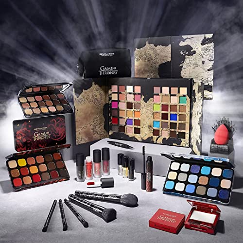 Makeup Revolution X Game of Thrones Winter is Coming Forever Flawless Shadow Palette Shimmer Glitter Eye Shadow, Long Lasting Waterproof Makeup Cosmetics Halloween Makeup Kit