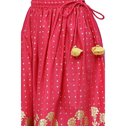 BIBA Girls Cotton Lehenga Set Readymade Pink 6 Years-7 Years