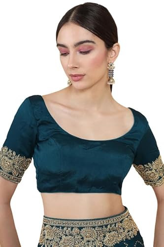 Soch Women Turquoise Solid Saree