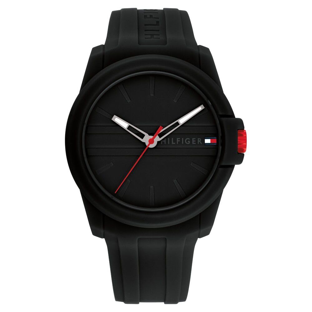 Tommy Hilfiger Quartz Analog Black Silicone Strap for Men-TH1710596W