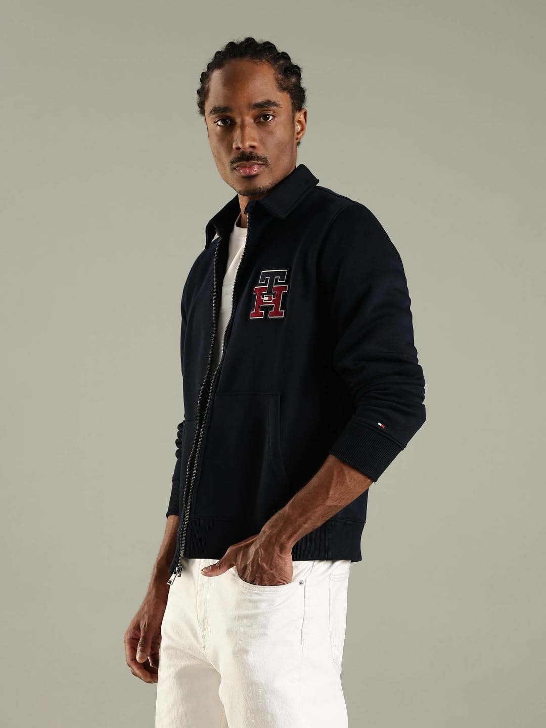 Embroidered Logo Regular Fit Cotton Jacket
