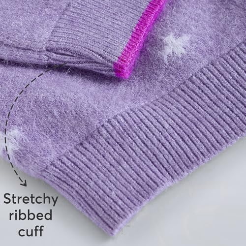 Hopscotch Girls Purple Full Sleeves Textured Fabric Snowflake Sweater for Age (6-7 Years)