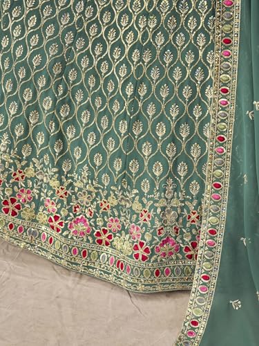 Zeel Clothing Women's Sequins and Thread Embroidered Work Georgette Lehenga Choli With Dupatta (5134-Women-Lehenga-Choli-Latest; Free size) (Blue)