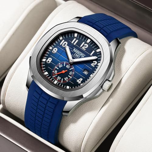 NIBOSI Watches For Men Fashion Business Casual Men's Watch Waterproof Chronograph Date Men Wrist Watch Stainless Steel Strap, Dial_Black