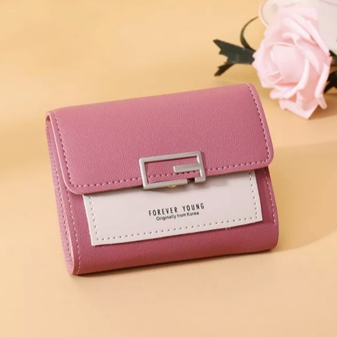 ARURA (LABEL) Tri-Fold Women’s Student Coin Bag for Women Ladies Bag Card Holder (Random Color) (Small)