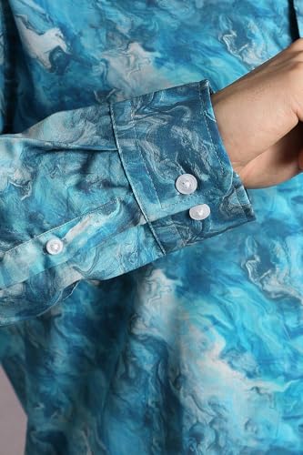 Louis Philippe Men Blue Print Full Sleeves Casual Shirt