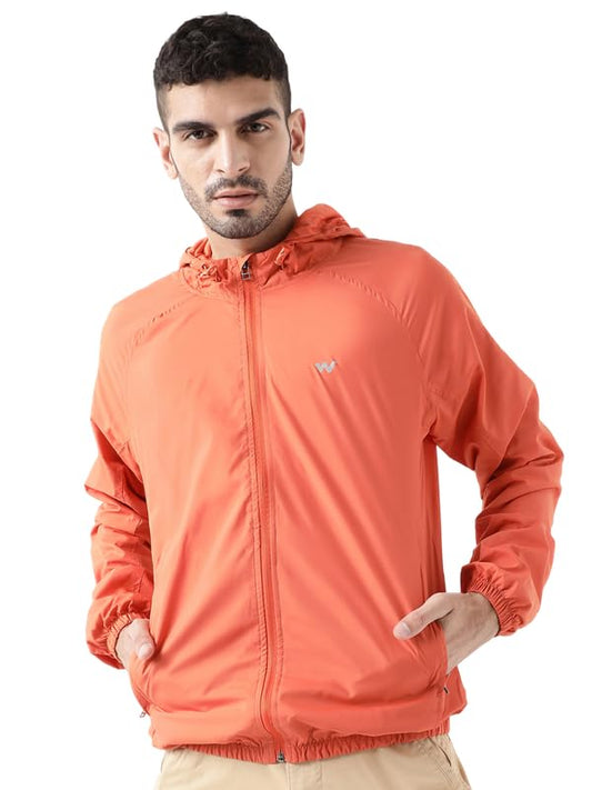 Wildcraft Men Polyester Windcheater| Jacket (Deep_Orng1, L)