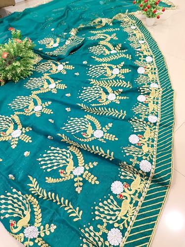 SHYAMLATA Designer Wedding & Party Lehenga Set with Hand Embroidery and Sequins (Rama)