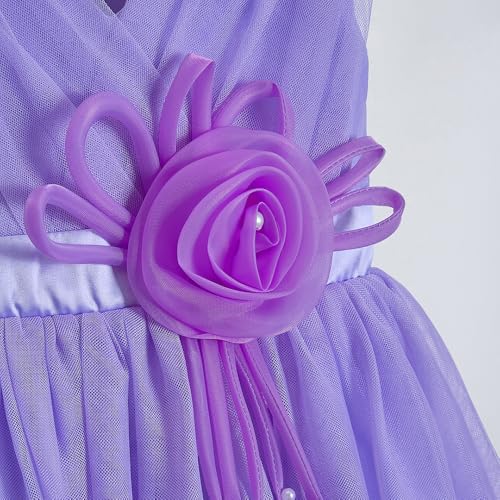 Hopscotch Girls Floral Applique Dress in Lavender Color for Age (4-5 Years)