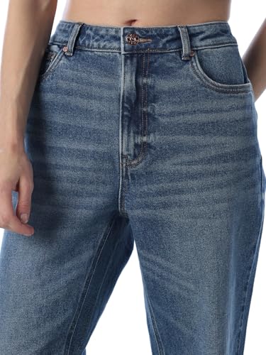ONLY Women Solid Straight Fit High-Rise Blue Jeans