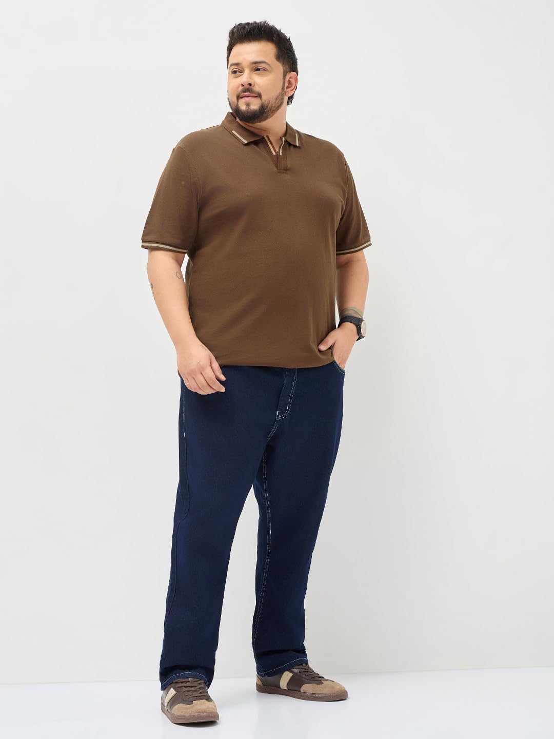 Urbano Plus Men's Dark Brown Solid Regular Fit Half Sleeve Cotton Polo T-Shirt (pluspolosolcntipp-03-dbrown-4xl)