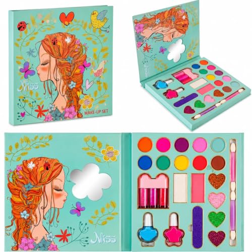Savoryhive Kids Makeup Kit for Girl, Washable Makeup Set for Girls, Makeup Set for Kids, Girl Toys Children Play Makeup Kit with Folding Case Birthday Gifts for Girls Age 4 5 6 7 8 Year Old