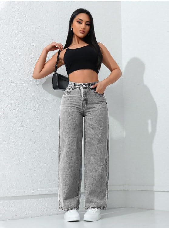 Ben Martin Baggy Jeans for Women || Women,s Loose Jean Pants || Oversized Jean's for Women's || Wide Leg Jean,s for Woman || Casual Jins for Woman's || Loose Jin Pant for Woman,s Grey 01-30