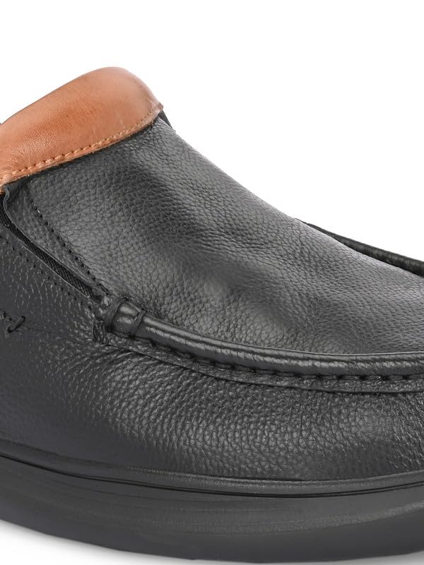 HITZ Men's Black Leather Formal Slip On Shoes - UK 6