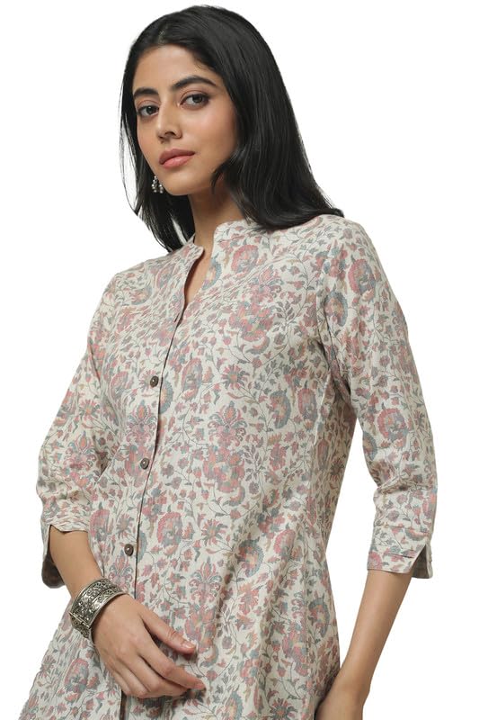 Soch Womens Beige Linen Ethnic Motifs Tunic