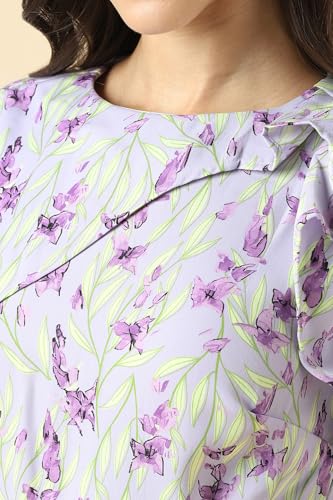 Women Lilac Print Casual Dress