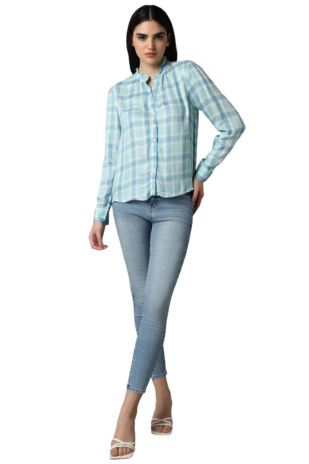 Allen Solly Women's Regular Fit Shirt (AHTSCRGFK29597_Blue