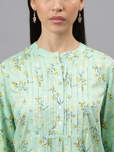 Latin Quarters Women Green Printed 3/4Th Sleeve Casual Tunic_XXL