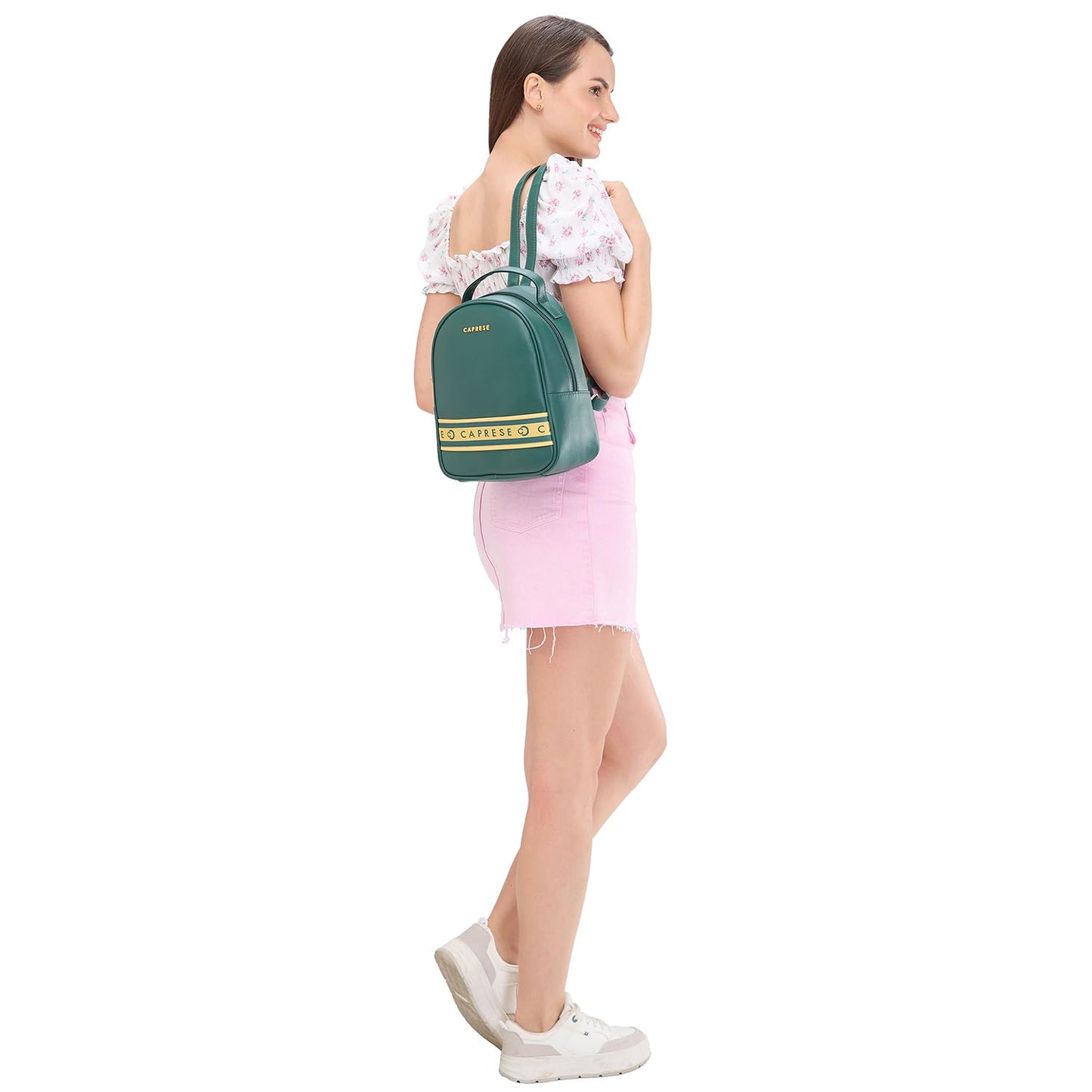 Caprese Trinity Fashion Backpack Medium Dark Green Solid Women's Bag