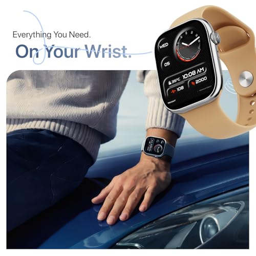 Fire-Boltt Ninja X Ring Smart Watch with 1.96” Large Display, Bluetooth Calling, Wireless Charging, AI Voice Assistant, 500+ Watch Faces, Health Suite, Smart Watch for Man & Woman – Mocha Mousse