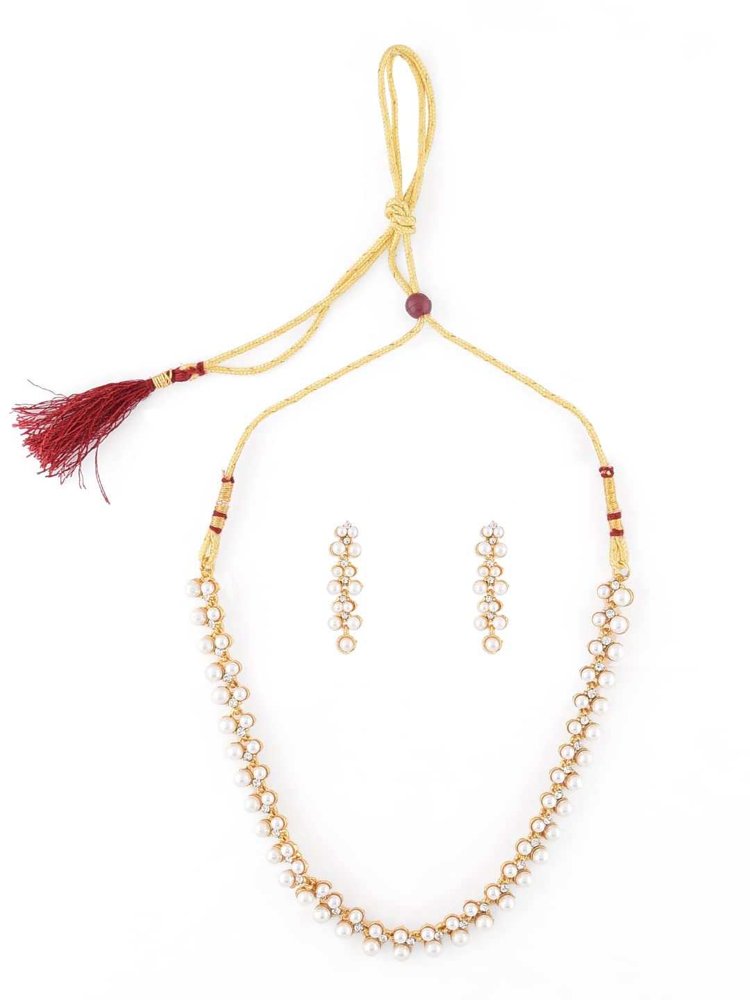 ZAVERI PEARLS Contemporary Look Pearls Choker Jewellery Set For Women-ZPFK9439