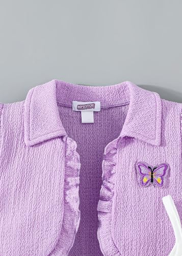 Hopscotch Baby Girls Butterfly Bow Applique Dress with Shrug in Purple Color for Ages (9-12 Months)