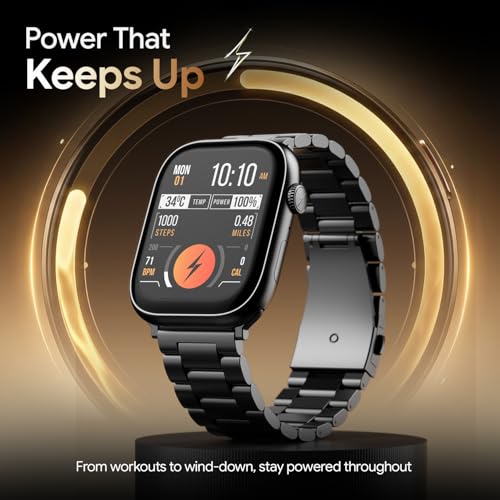 Fire-Boltt Ninja X Ring Smart Watch 1.96" Always On Display Bluetooth Calling, Voice Assistant, SpO2 & Heart Rate, 120+ Sports Modes, IP67 Waterproof Smartwatch for Men & Women - Black Steel