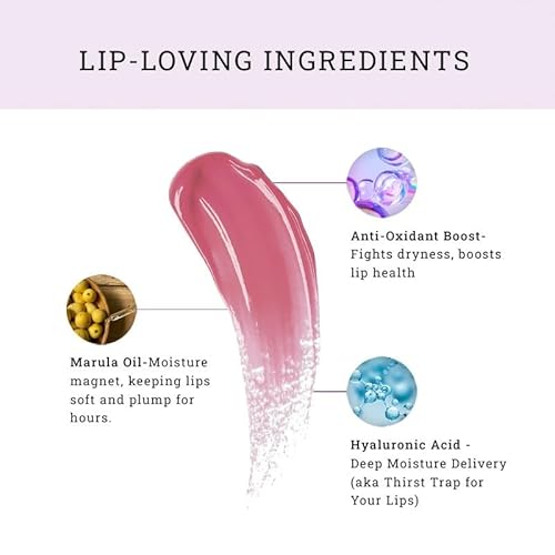 LOVETC Gloss, Glee, Etc High Glaze Tinted Lip Gloss | Mirror Shine With Zero Stickiness | Ultra-Glossy Finish For Plush, Hydrated Lips | With Marula Oil & Hyaluronic Acid | Barely Blushing | 5.5g