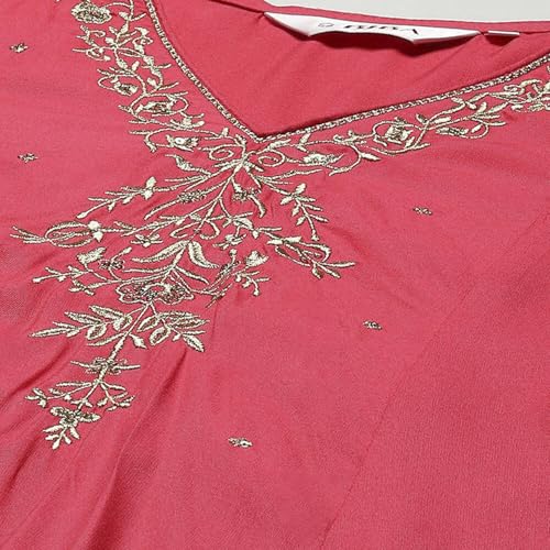 BIBA Women Rayon Straight Suit Set (SKDRIVAYAT9536SS24FUS_Pink