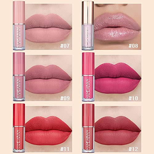 COSLUXE 12Pcs Velvet Matte Liquid Lipstick Set, Waterproof Long Lasting Non-Stick Cup Not Fade Nude Lip Gloss Set, UP TO 24 HOURS, Professional Lip Makeup Gift Kit for Women Girl 2.5x12