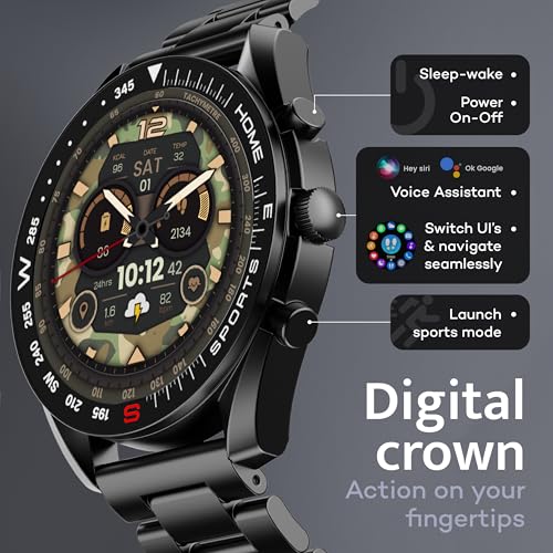 GOBOULT Mirage Smart Watch 1.39''HD Screen, Bluetooth Calling, IP67, Zinc Alloy Frame, 500 Nits Brightness, AI Voice Assistant, SpO2 Monitoring, 120+ Sports Mode (Coal Black)