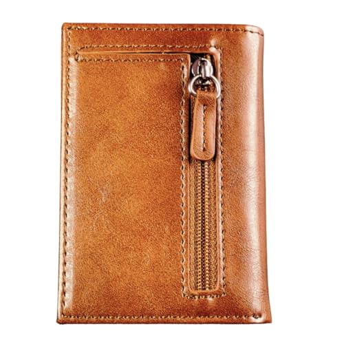 Bracevor Premium Popup Card Holder Trifold Leather Wallet for Men Women - Brown |4 Pockets+ID Window+Currency Slot + Coin Pocket | RFID & NFC Blocking | Magnetic Closure