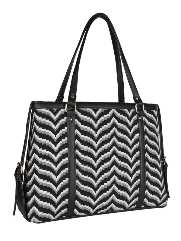 MINI WESST Women's Beautiful Black Graphic Fabric Tote Bag For Occasion, Office and College